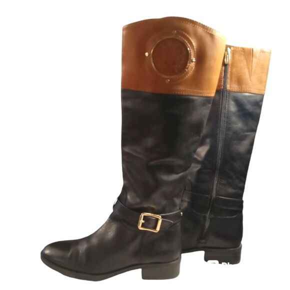 Vince Camuto Phillie Two Tone Black and Brown Riding Boots 6.5 - Picture 1 of 6